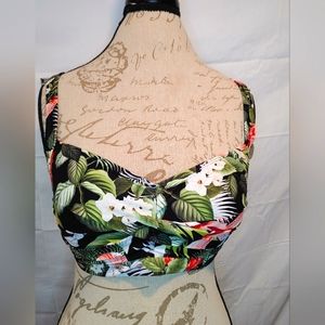 Nip Tuck Tropical Print Sweetheart Twist Bikini Top Size 12 New With Tag